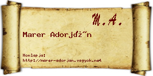 Marer Adorján névjegykártya